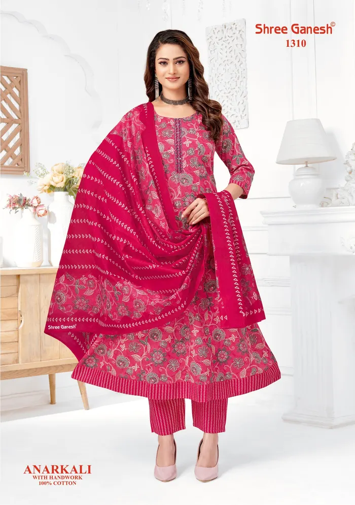 Sree Ganesh Panel Anarkali Kurti with Bottom & Dupatta Set | TS2283
