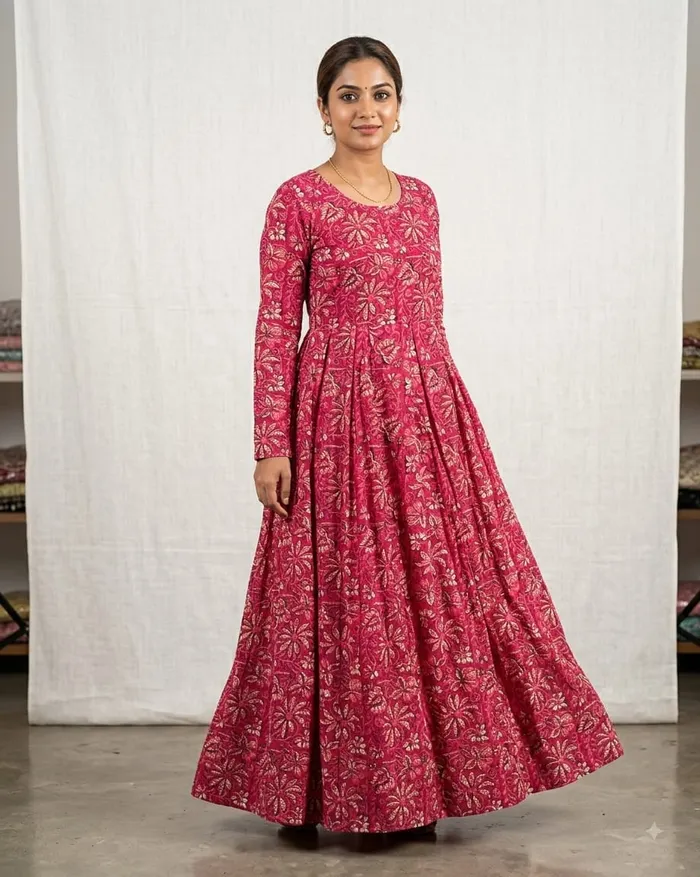 Premium 60/60 Soft Cotton Full Sleeve Anarkali | AK2246