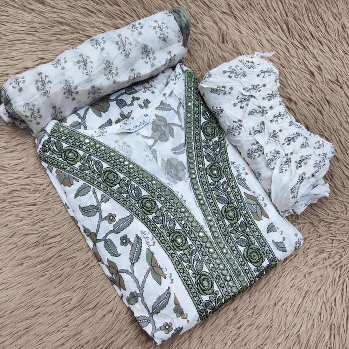 Premium Rayon Cotton Top Bottom Dupatta Set | TS3135