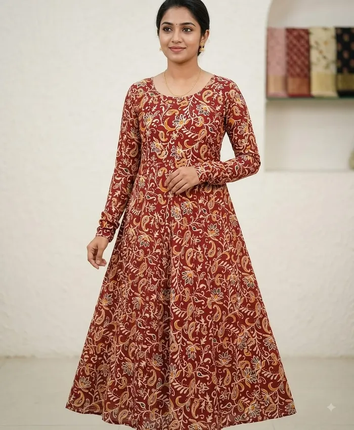 Premium 60/60 Soft Cotton Full Sleeve Anarkali | AK2251
