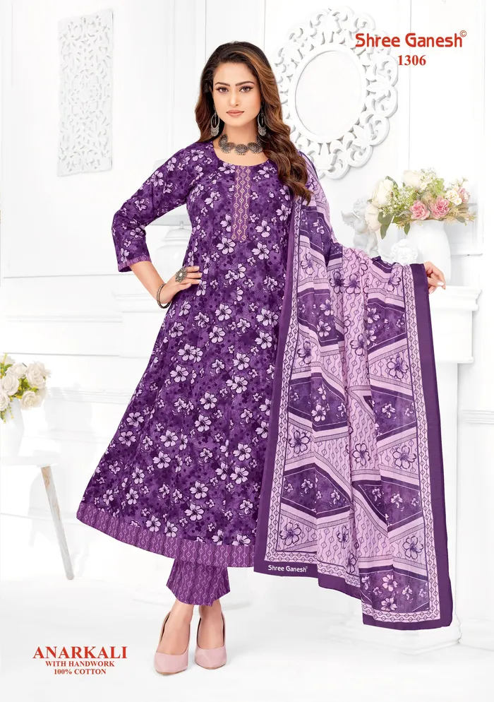 Sree Ganesh Panel Anarkali Kurti with Bottom & Dupatta Set | TS2279