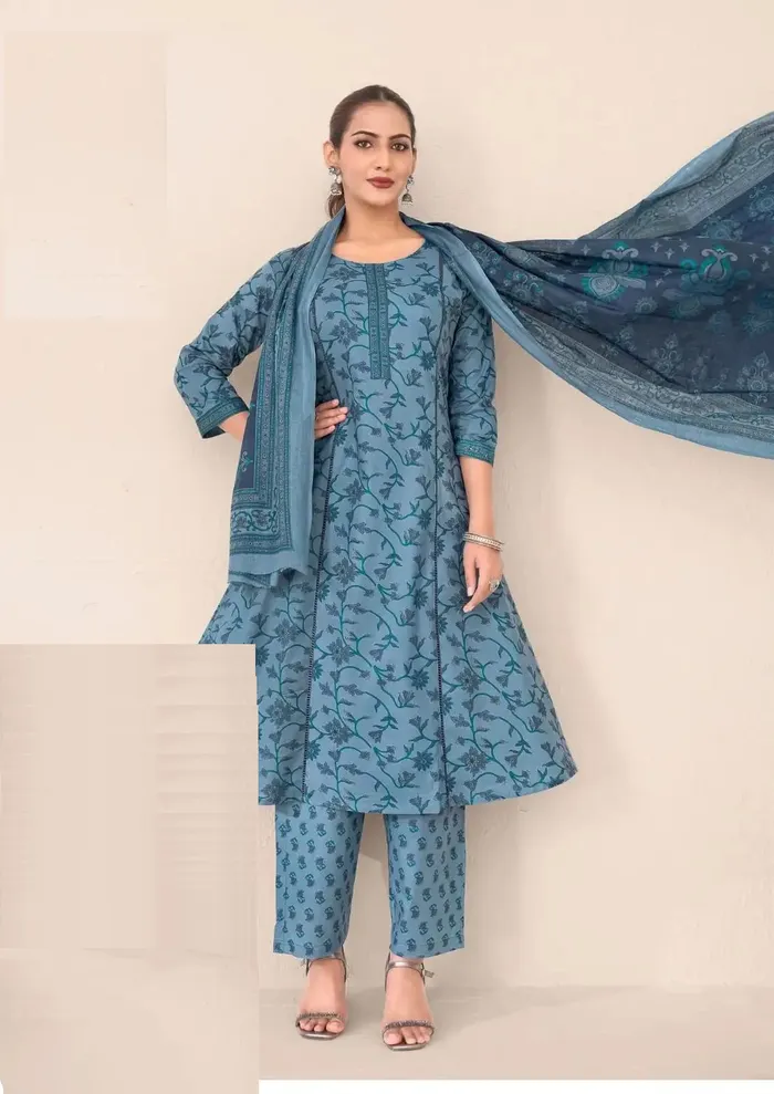 Premium Cotton Anarkali Top Bottom Dupatta | TS3181
