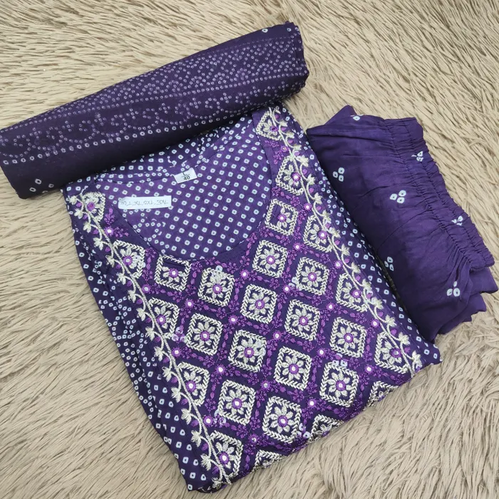 Premium 60/60 Cotton Top Bottom Dupatta Set | TS3145