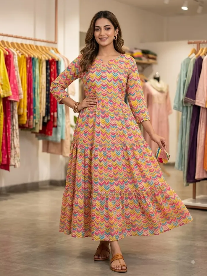 Premium Imported Rayon Cotton 2-Layer Anarkali Kurti | AK2238