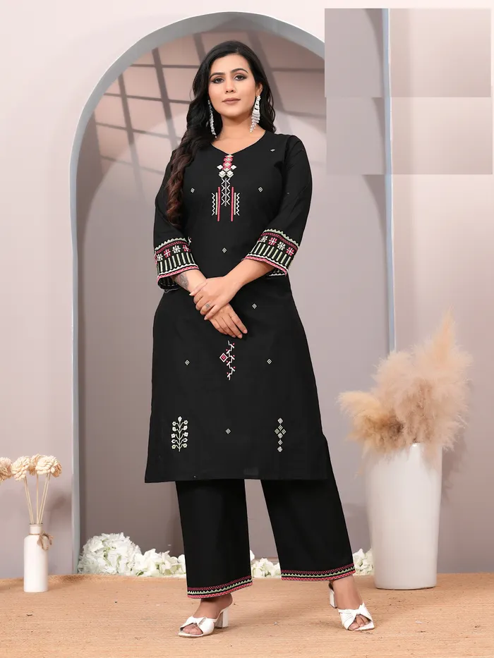 Heavy Dhabu Cotton Embroidery Co-Ord Set | TS3170