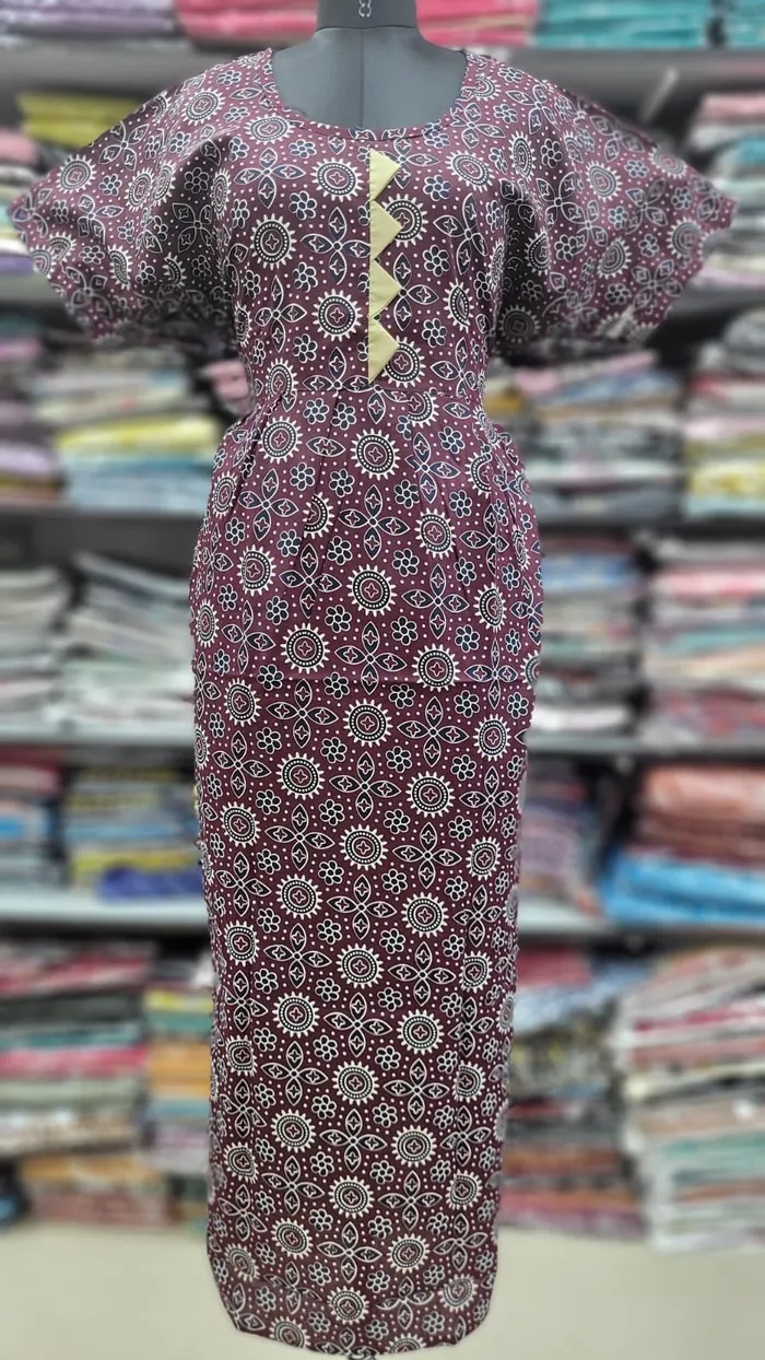 Pure Cotton  Ajrack Frock Nighty | NT2421