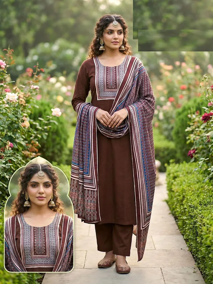 Heavy Roman Cotton Straight Top with Bottom Set | TS3207