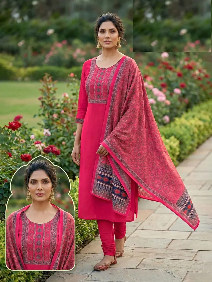 Heavy Roman Cotton Straight Top with Bottom Set | TS3201