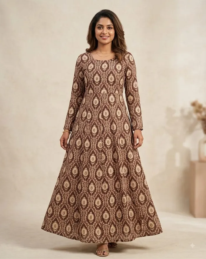 Premium 60/60 Soft Cotton Full Sleeve Anarkali | AK2245