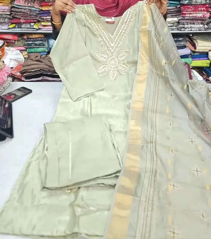Heavy Silk Side Cut Top Bottom Dupatta Set | TS3706