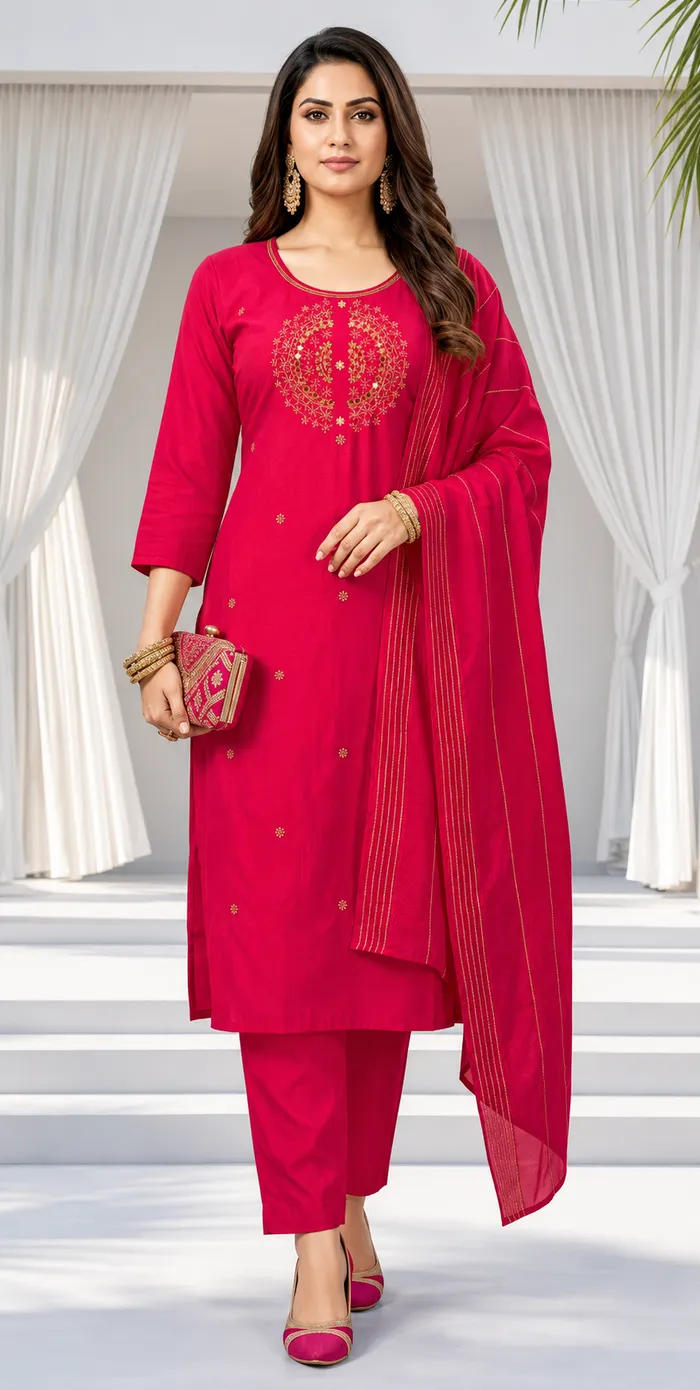 Vatican Straight Top Bottom with Dupatta Set | TS3348
