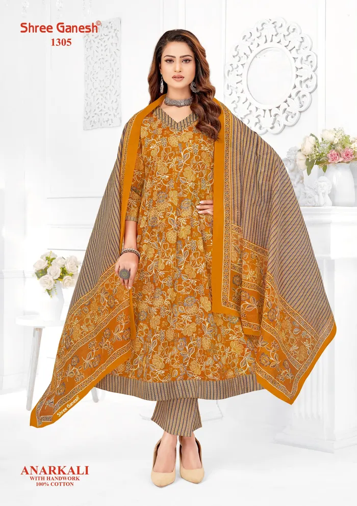 Sree Ganesh Panel Anarkali Kurti with Bottom & Dupatta Set | TS2278