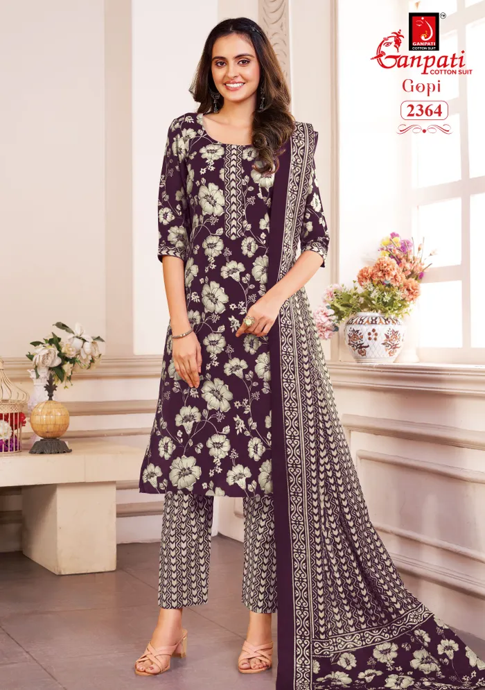 Ganpati Premium Cotton  Straight Kurti with Bottom & Dupatta | TS2272