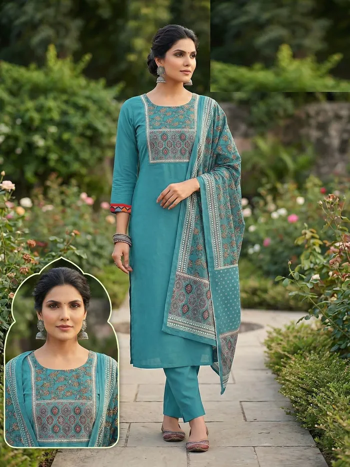 Heavy Roman Cotton Straight Top with Bottom Set | TS3204