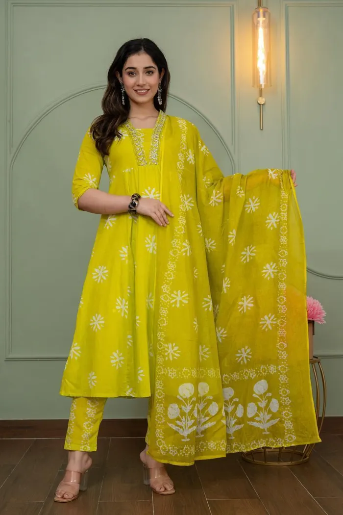 Premium 60/60 Cotton Top Bottom Dupatta Set | TS3141