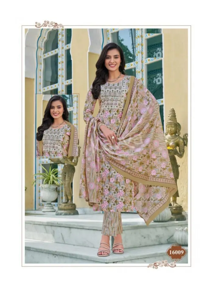 Capsule Cotton Stright Top Bottom Dupatta Set | TS3098