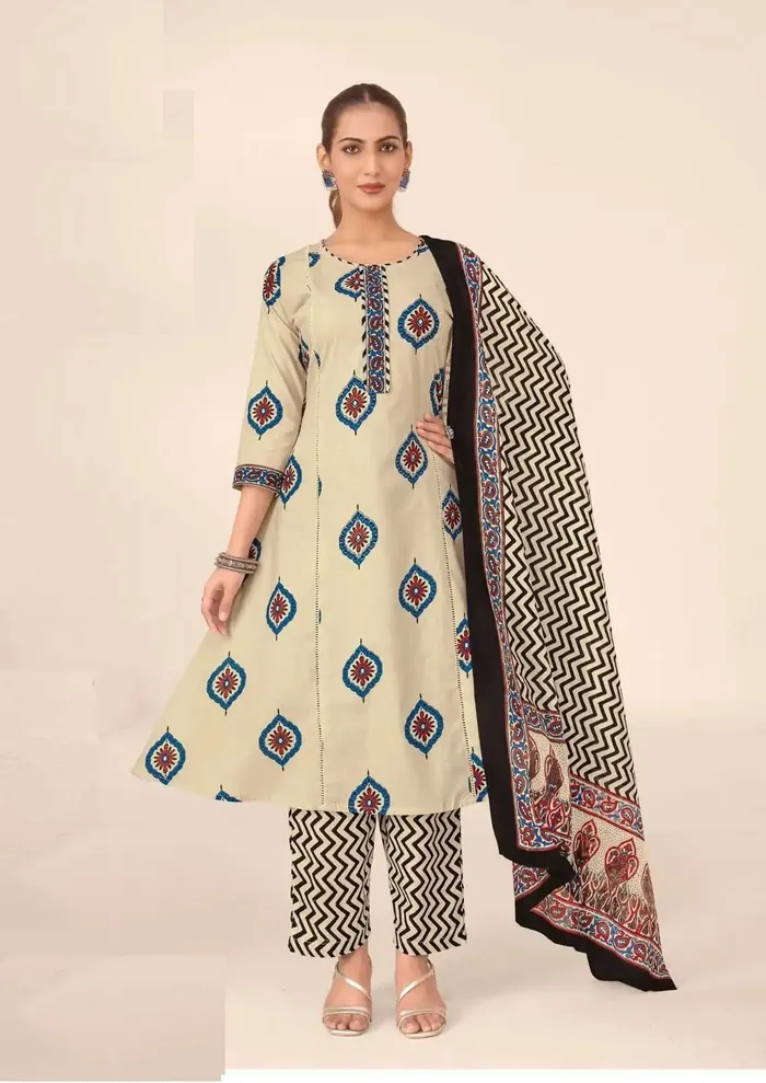 Premium Cotton Anarkali Top Bottom Dupatta | TS3175