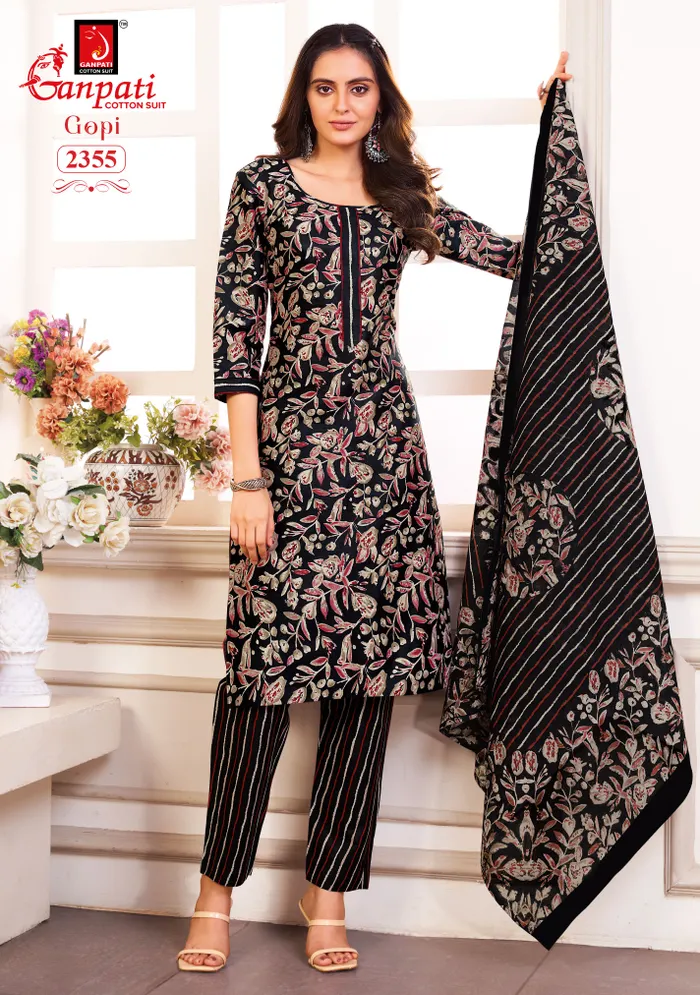 Ganpati Premium Cotton  Straight Kurti with Bottom & Dupatta | TS2263